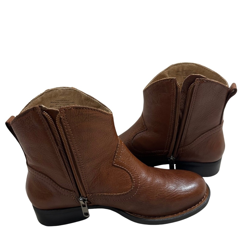 Nurture Willa Brown Leather Western Ankle Boots Chain Detail Side Zip Mens 6M - Picture 7 of 10